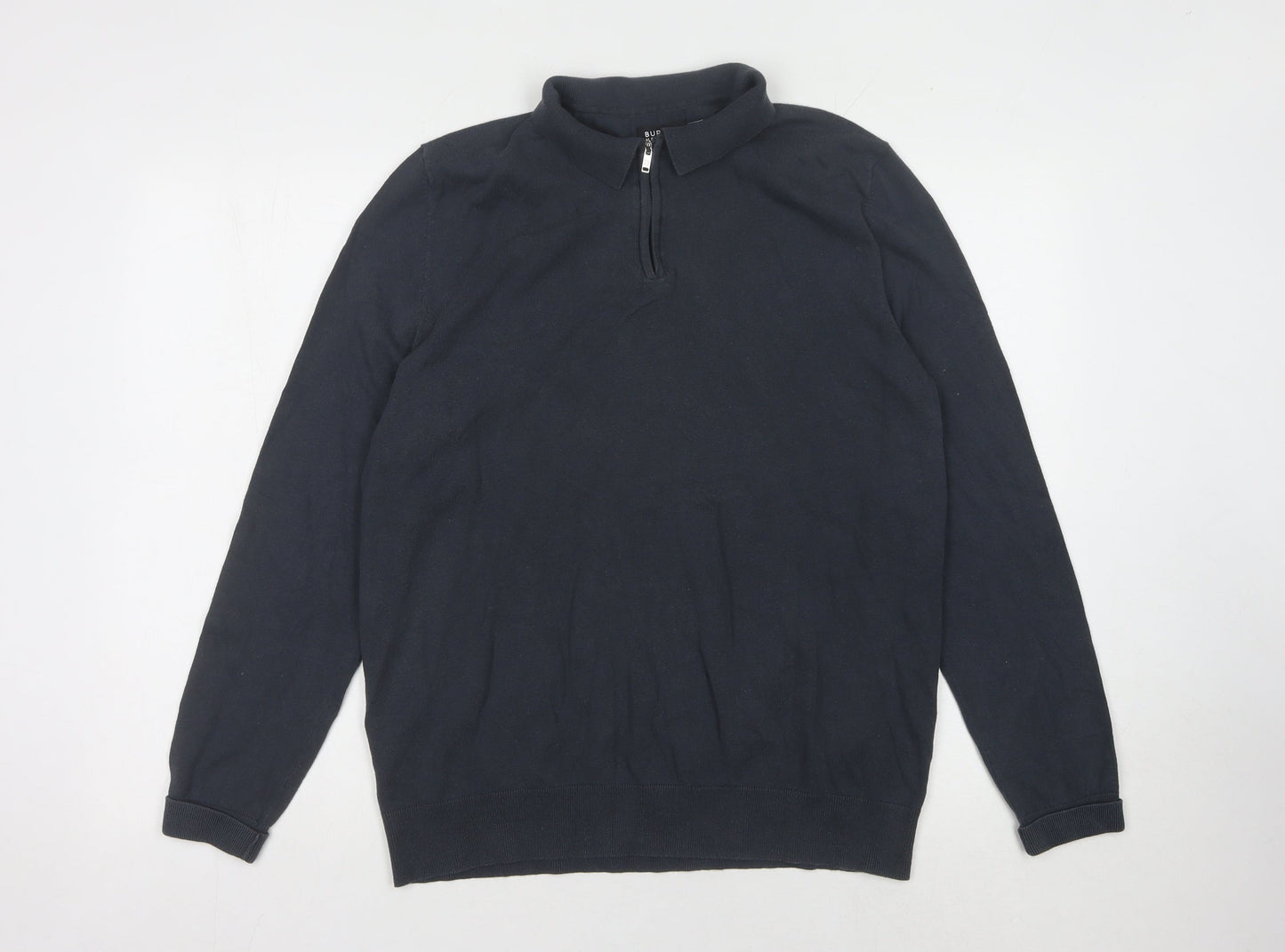 Burton Men's Blue Collared 1/4 Zip Jumper, L