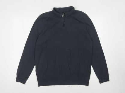 Burton Men's Blue Collared 1/4 Zip Jumper, L