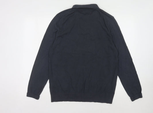 Burton Men's Blue Collared 1/4 Zip Jumper, L