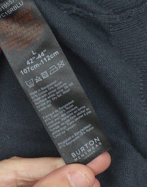 Burton Men's Blue Collared 1/4 Zip Jumper, L