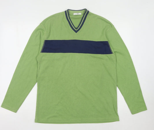 Marks and Spencer Men's Green V-Neck Pullover Jumper S