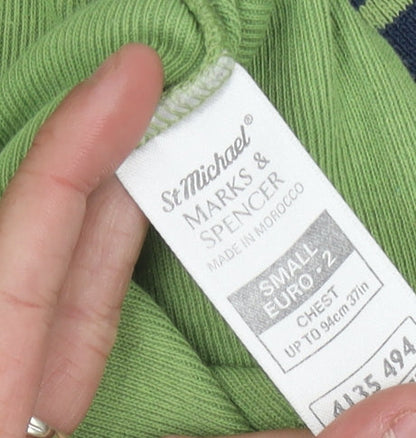 Marks and Spencer Men's Green V-Neck Pullover Jumper S