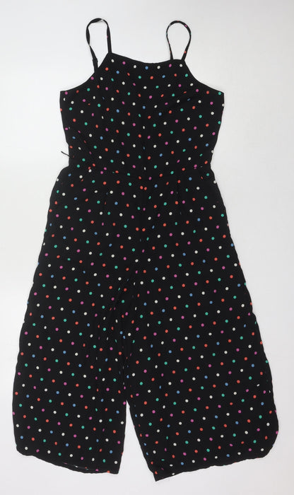 Oasis Women's Black Polka Dot Jumpsuit, Size 10, Sleeveless