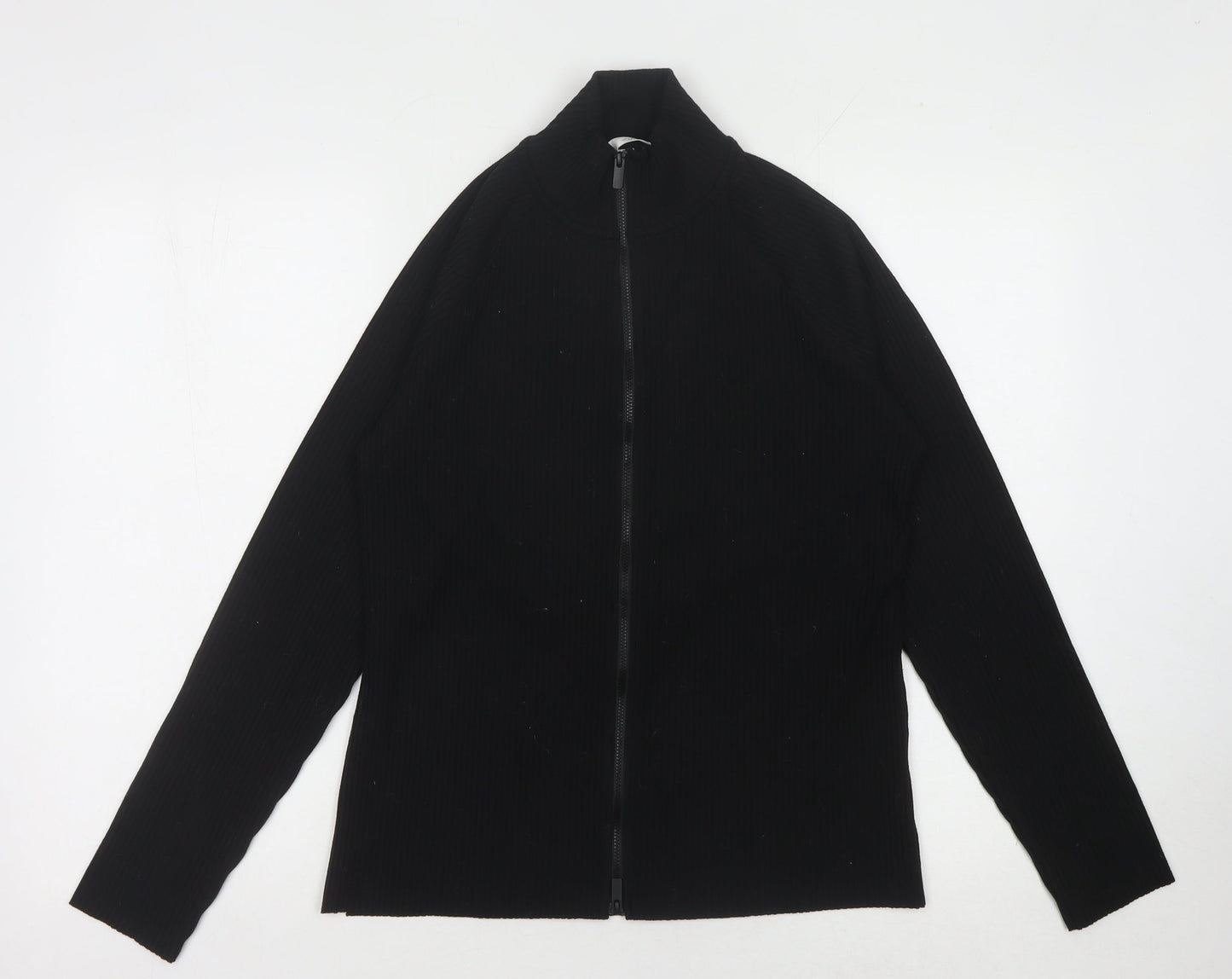 Womens UK Size 14 H&M Black Full Zip Jumper