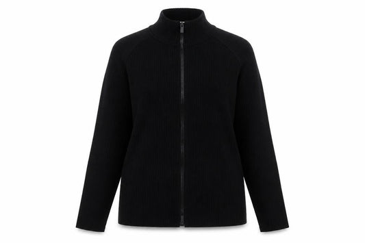Front view of H&M Women's Black Full Zip Jumper High Neck, size 14