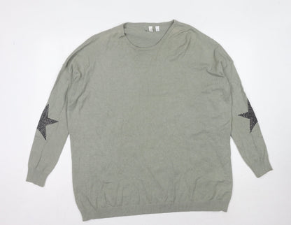 Elan Women's Grey Star Pullover Jumper, One Size