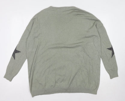Elan Women's Grey Star Pullover Jumper, One Size