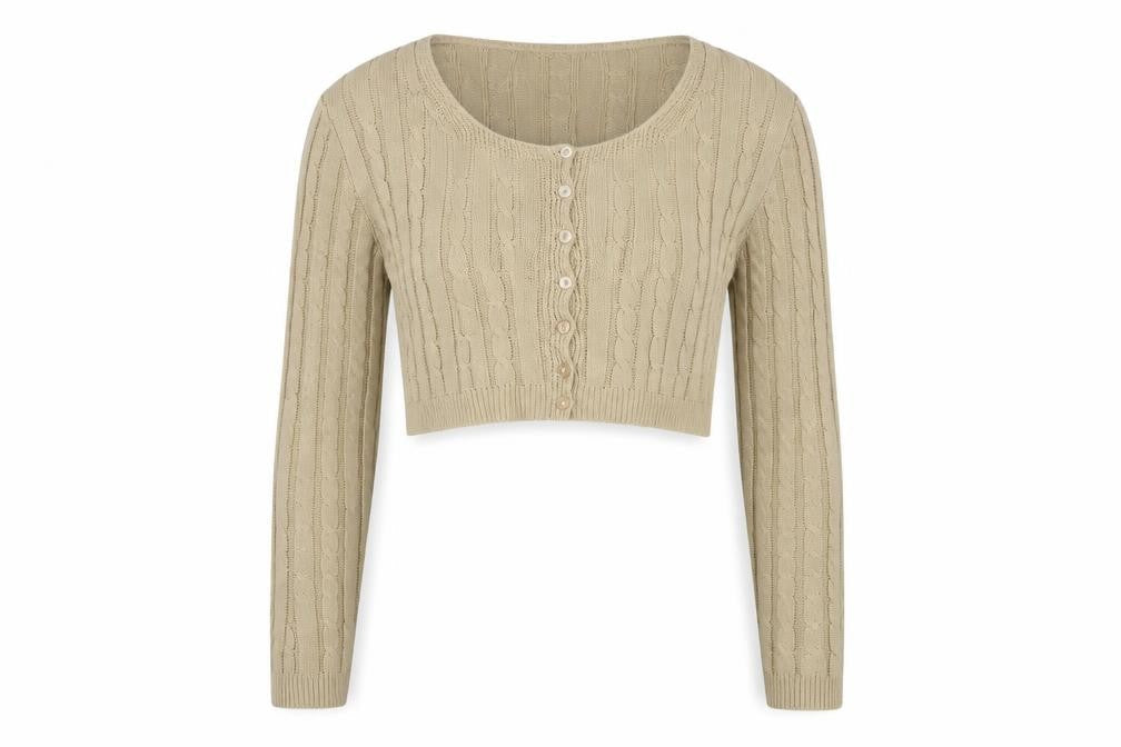 Womens UK Size M PRETTYLITTLETHING Beige Cardigan Jumper
