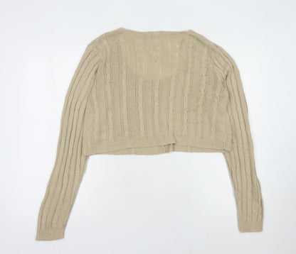 Womens UK Size M PRETTYLITTLETHING Beige Cardigan Jumper