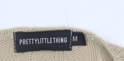 Womens UK Size M PRETTYLITTLETHING Beige Cardigan Jumper