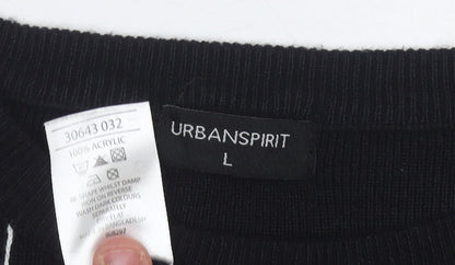 Urban Spirit Men's Black Check Pullover Jumper L