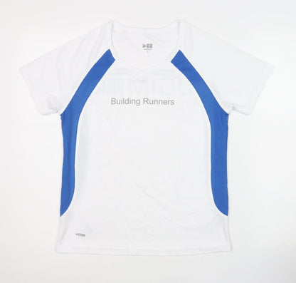 DEE Women's White Blue Running T-Shirt, Size S