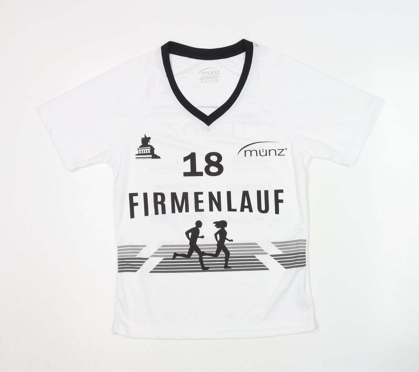 münz Women's White XS V-Neck Running T-Shirt
