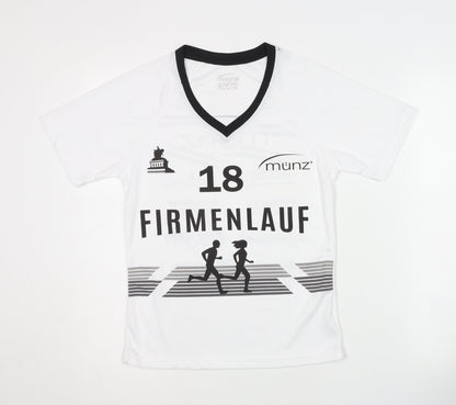 münz Women's White XS V-Neck Running T-Shirt