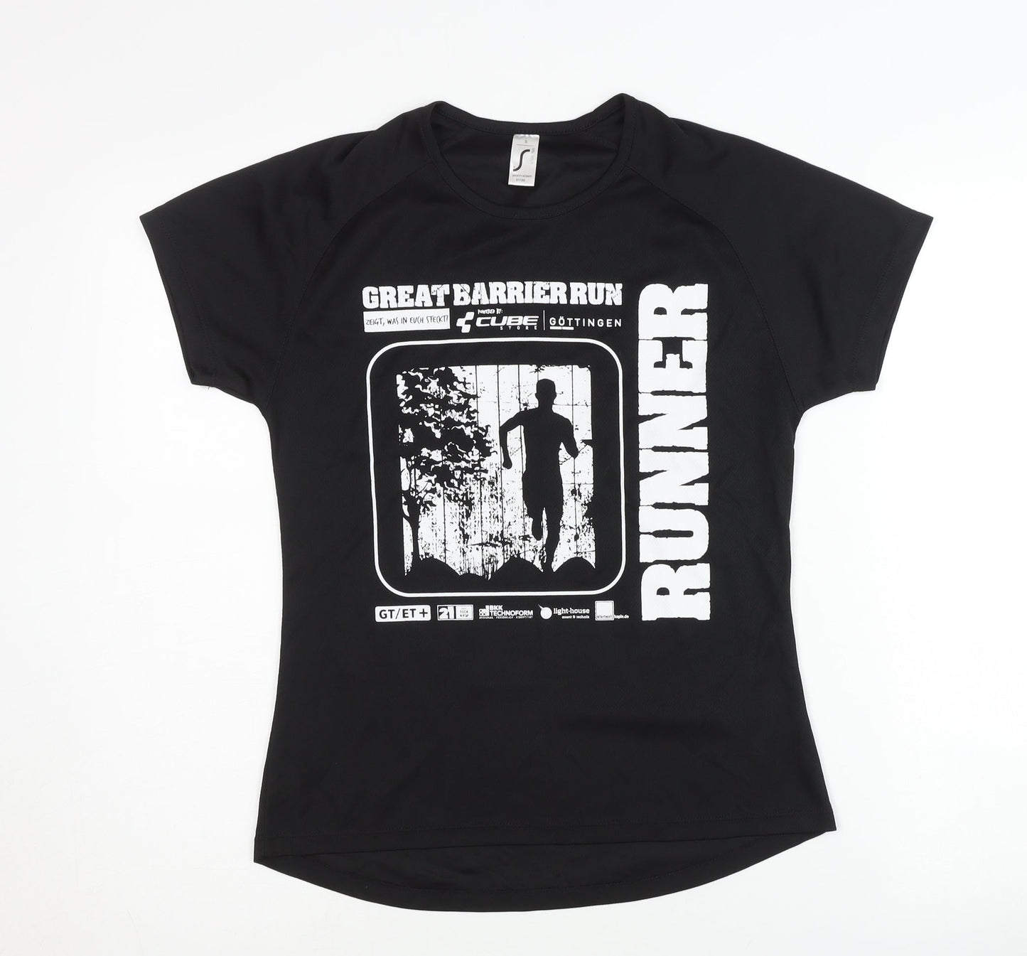Sporty Women's Black Running T-Shirt, Size S