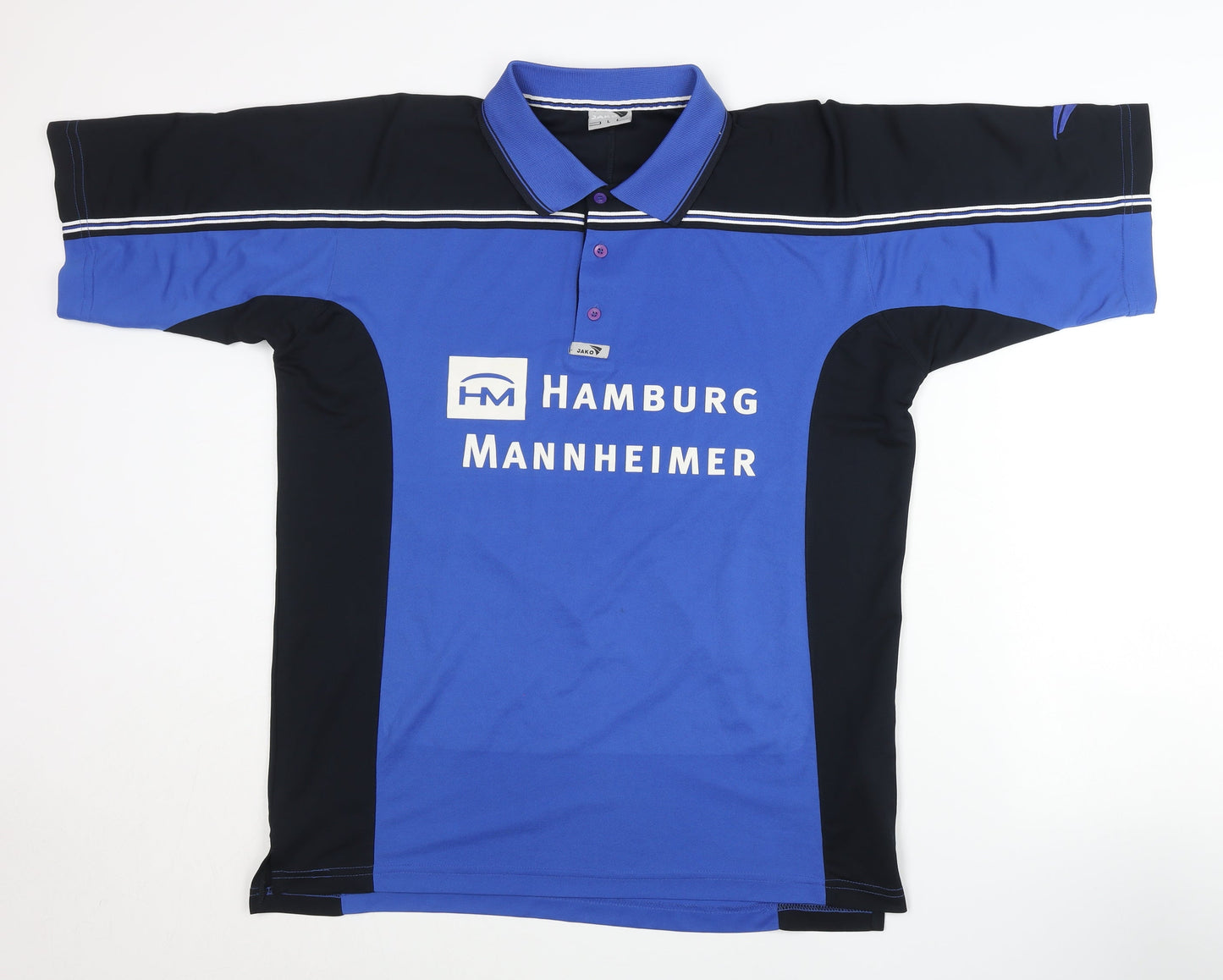 JAKO Men's Blue Black Football Polo Jersey L