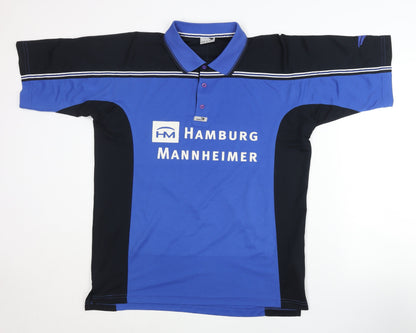 JAKO Men's Blue Black Football Polo Jersey L