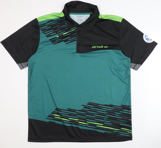 Andro Men's XL Black Green Polo Shirt Athletic