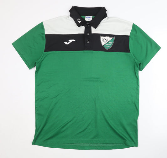 Joma Men's Green Polo Shirt, L Size, for Football
