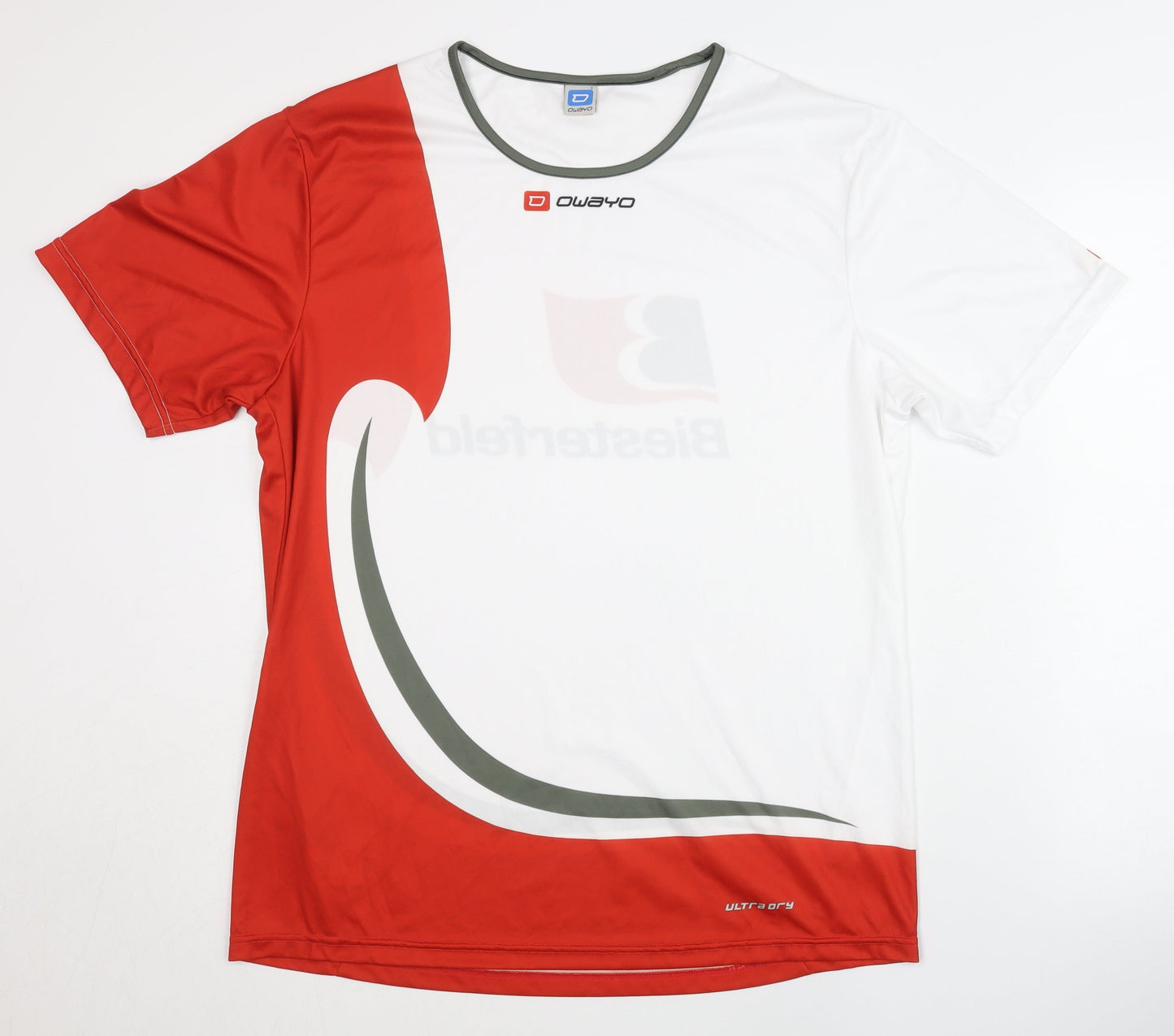 Owayo Unisex White/Red Athletic T-Shirt Size 8