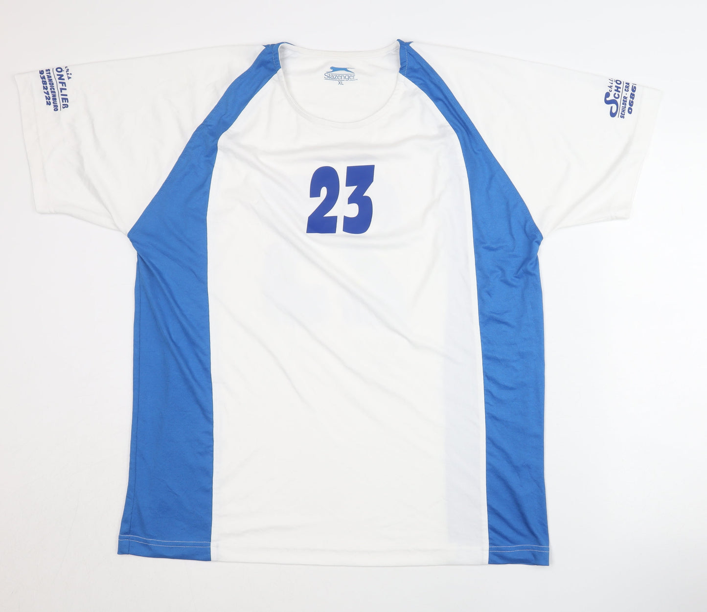 Slazenger Men's XL White Blue Sports T-Shirt