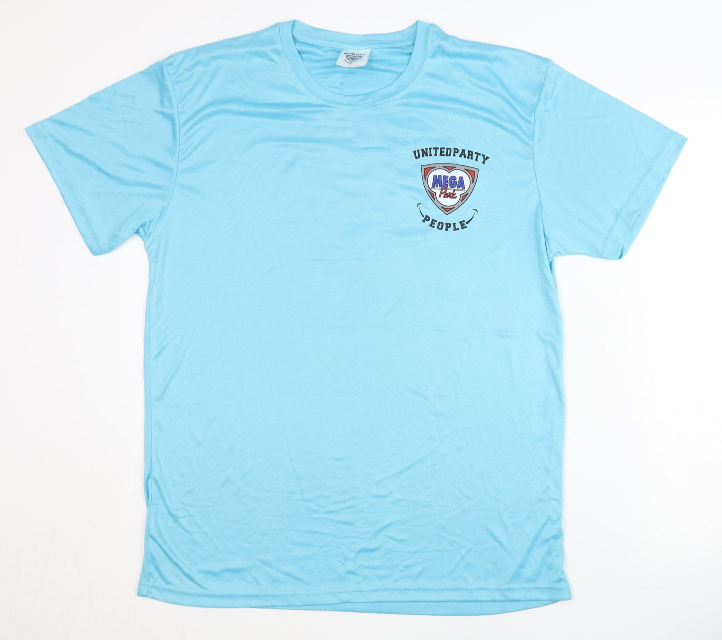 Mega Park Men's Blue XL T-Shirt, Crew Neck, Graphic Print