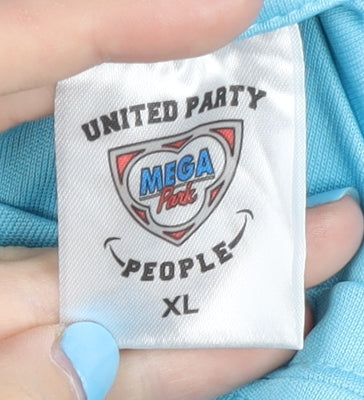 Mega Park Men's Blue XL T-Shirt, Crew Neck, Graphic Print