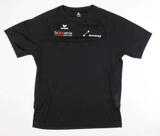 Erima Men's Black T-Shirt, Large, Gym & Training