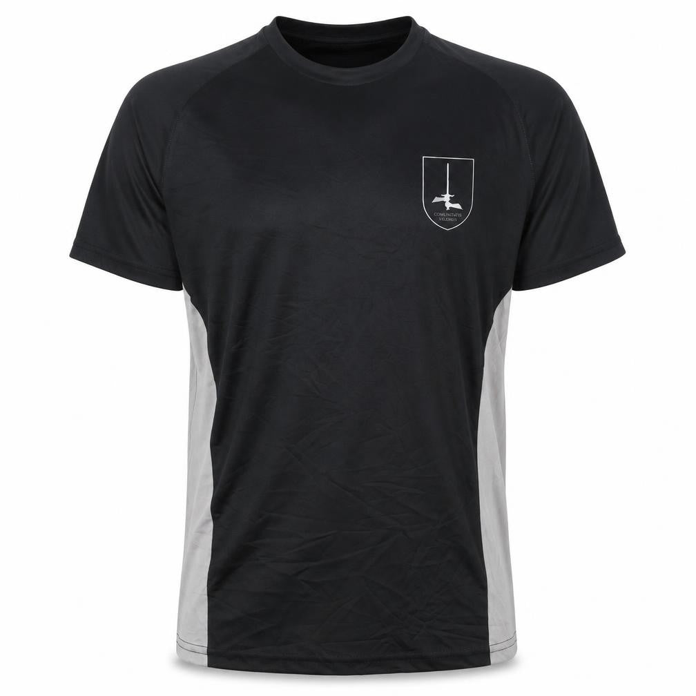 Front view of SPEETEE Men's Black Athletic T-Shirt, size L