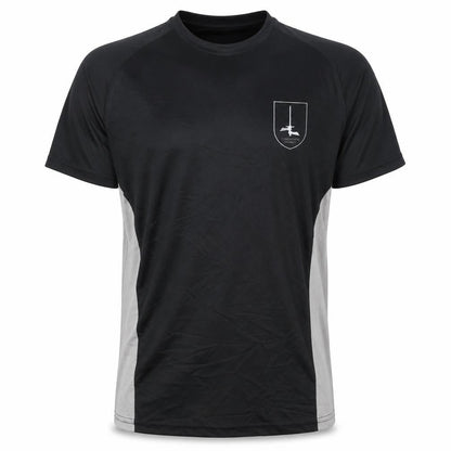 Front view of SPEETEE Men's Black Athletic T-Shirt, size L