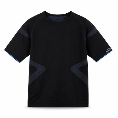 Front view of mindbodytec Men's Black Gym T-Shirt, Medium, Short Sleeve