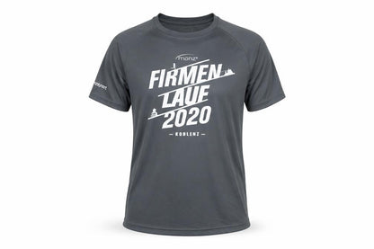 Front view of Munz Men's Grey Running T-Shirt, size M, Crew Neck
