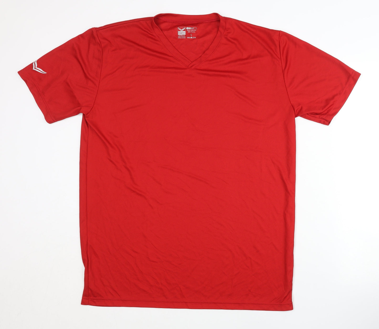 Trigema Men's Red V-Neck Polyester T-Shirt
