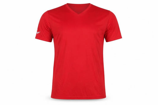 Trigema Men's Red V-Neck Polyester T-Shirt