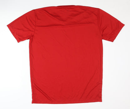 Trigema Men's Red V-Neck Polyester T-Shirt