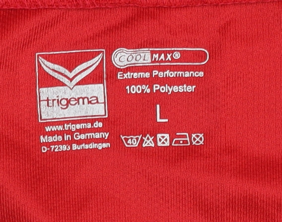 Trigema Men's Red V-Neck Polyester T-Shirt