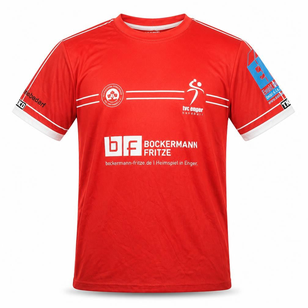 Front view of Tanked Men's Red Handball Jersey T-Shirt S