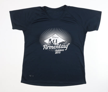 Münz Women's Blue Running T-Shirt, Quick Dry