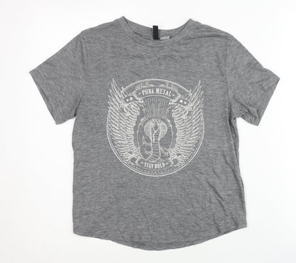 Womens UK Size S H&M Grey Basic T-Shirt