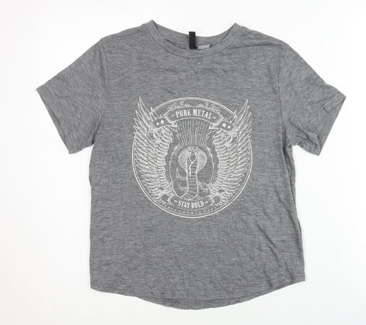 Womens UK Size S H&M Grey Basic T-Shirt