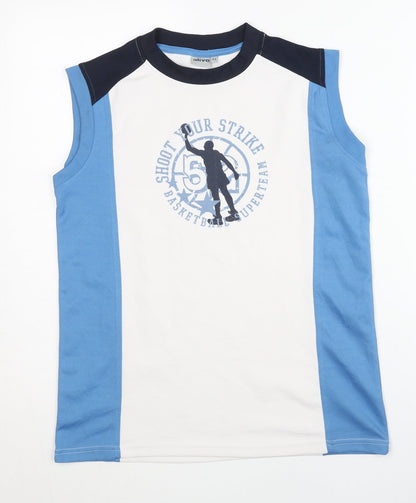 Alive Boys' Blue White Basketball Tank Top Size 14