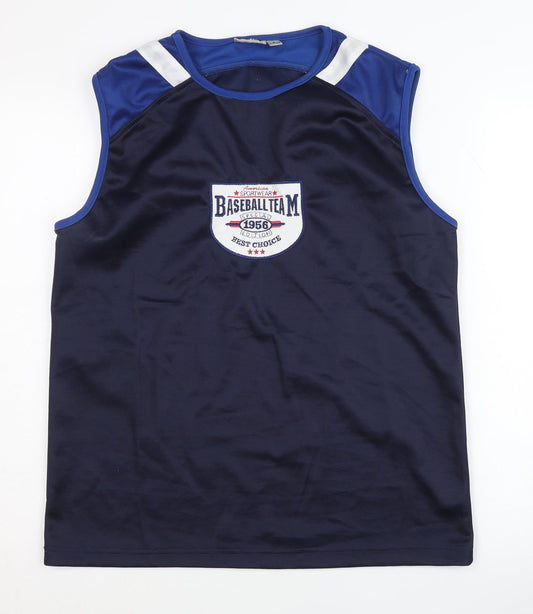 Identic Men's Blue Baseball Tank Top S - Sportswear
