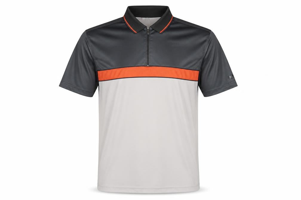 Front view of Let's Go Men's Grey Polo Shirt -, size M, - 1/4 Zip