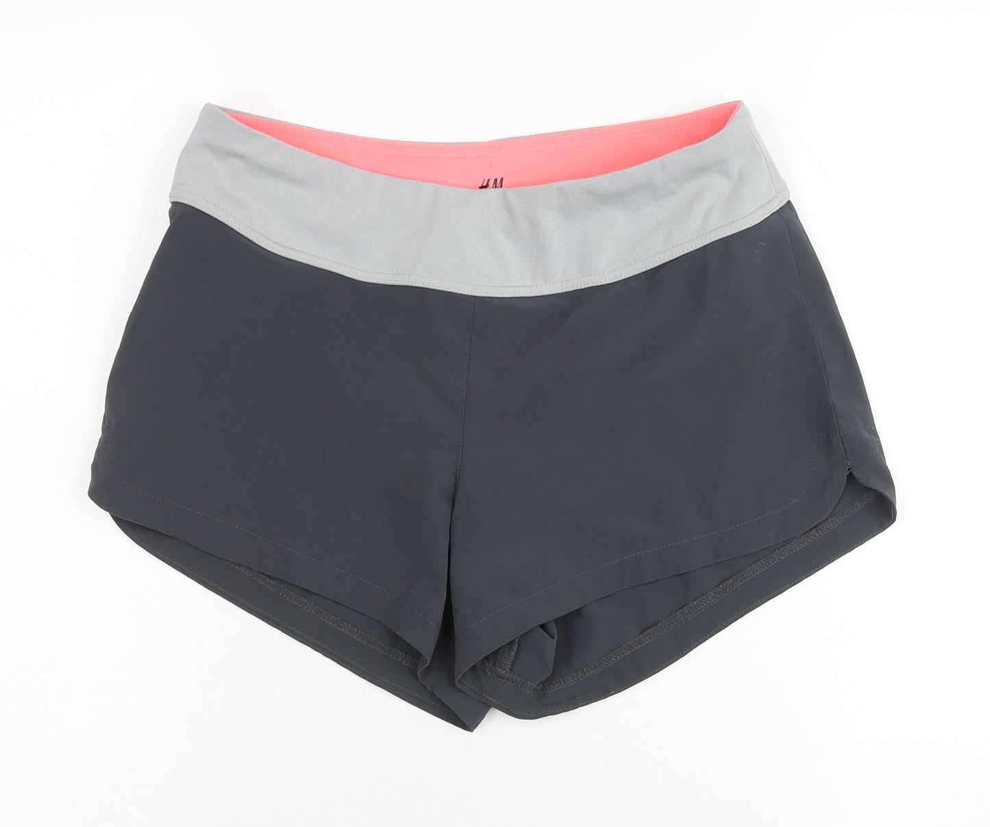 H&M Women's Black Grey Athletic Shorts, Size 8 Gym Quick Dry