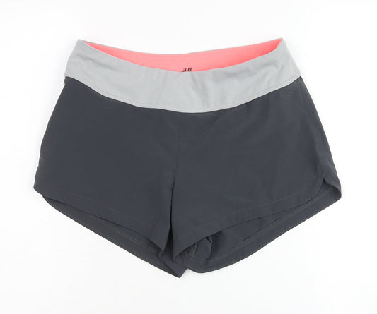 H&M Women's Black Grey Athletic Shorts, Size 8 Gym Quick Dry
