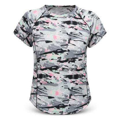 Front view of Athleta Women's Camouflage Gym T-Shirt L