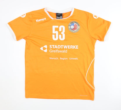 Kempa Boys Orange Football Jersey 13-14Y Short Sleeve