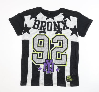Y.F.K. Boys Black/White Jersey, 11-12 Years, Graphic Print