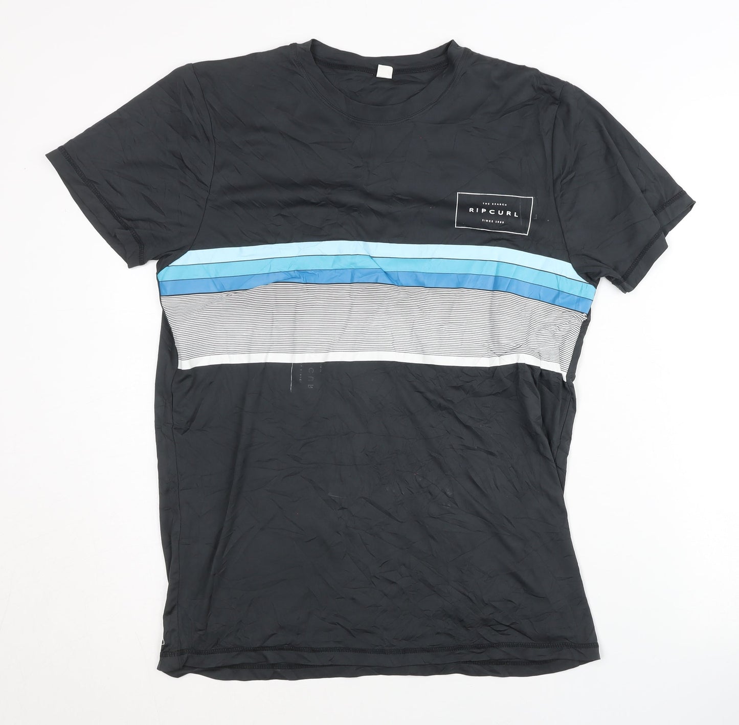 Rip Curl Men's Black Striped T-Shirt - Size S
