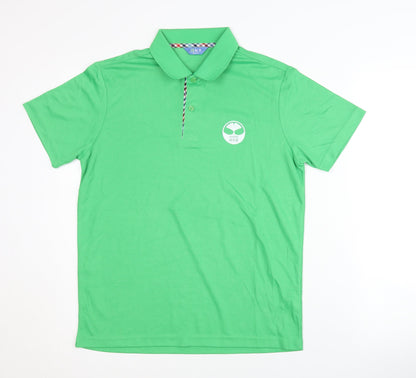 FGS Men's Green Polo Shirt, Size M, Cotton Blend